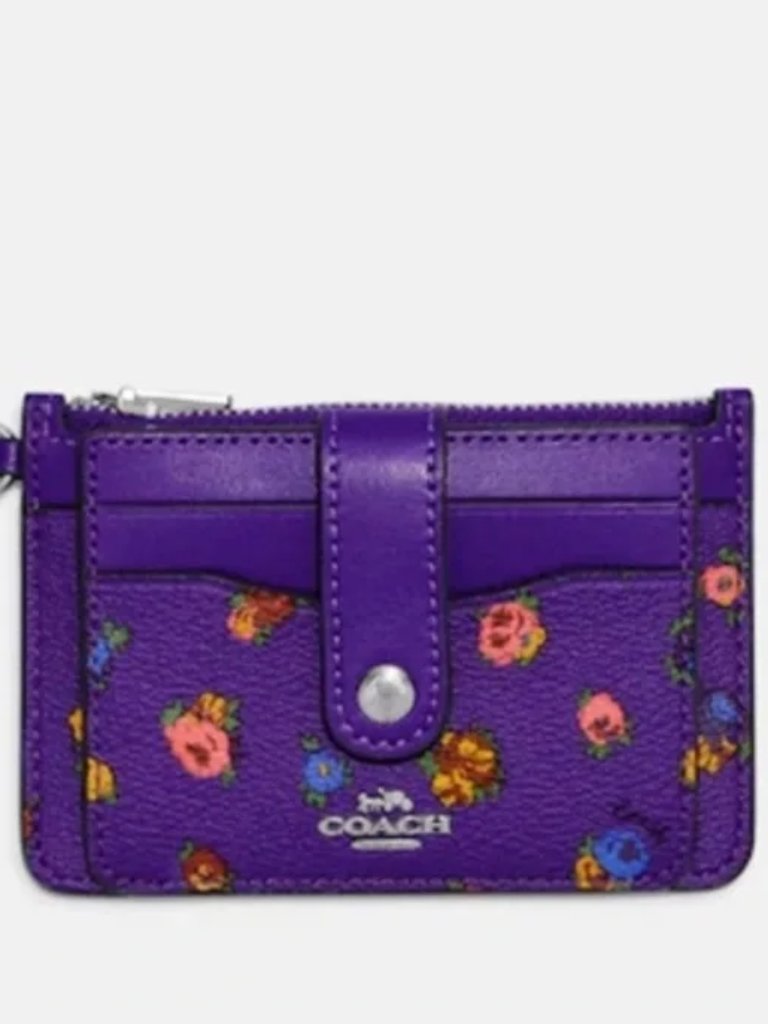 Coach Id Card Case Wallet Mini Vintage Rose Floral Flowers Sport Purple C9933